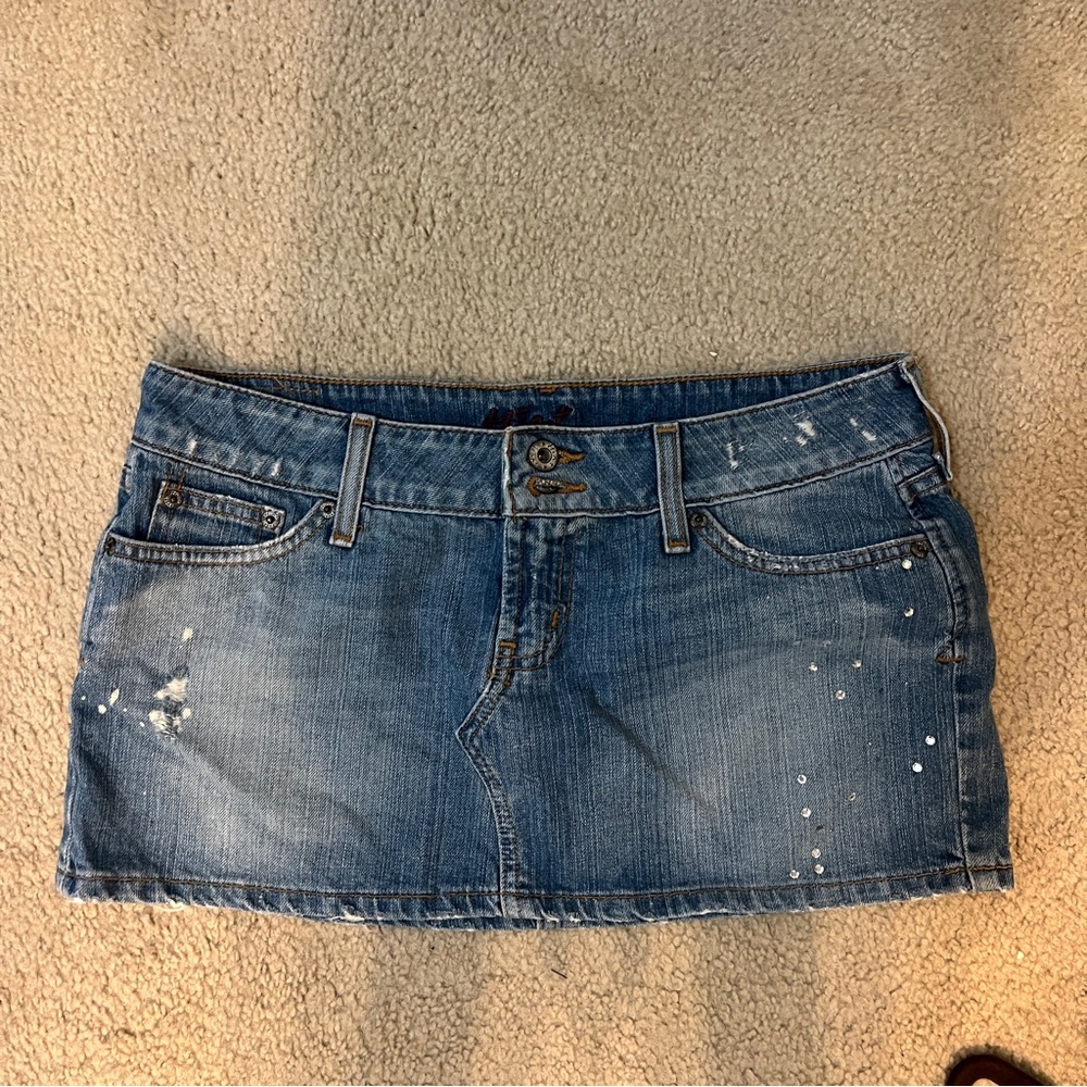2000s Denim Low rise Mini Skirt